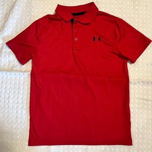 Boys Youth Medium Under Armour Performance Polo Shirt- Red